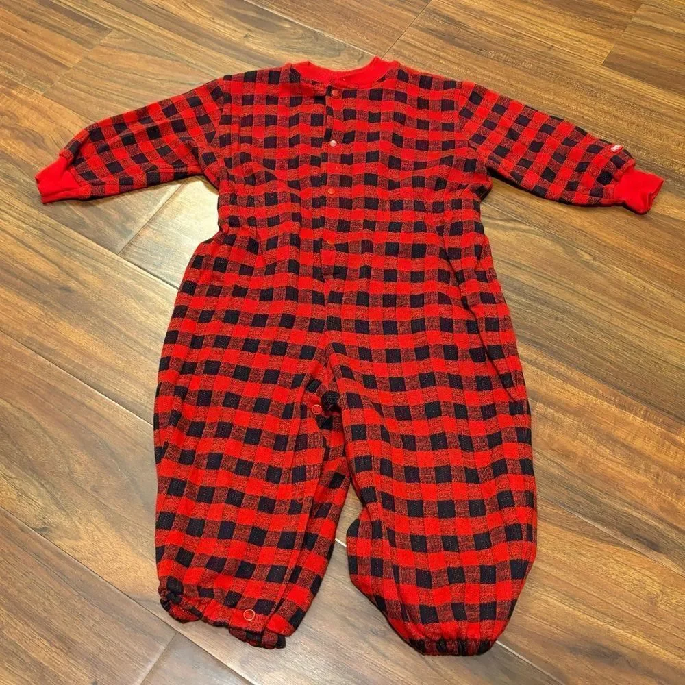 Osh Kosh B’Gosh Buffalo Plaid Red/Black Vintage Jumpsuit